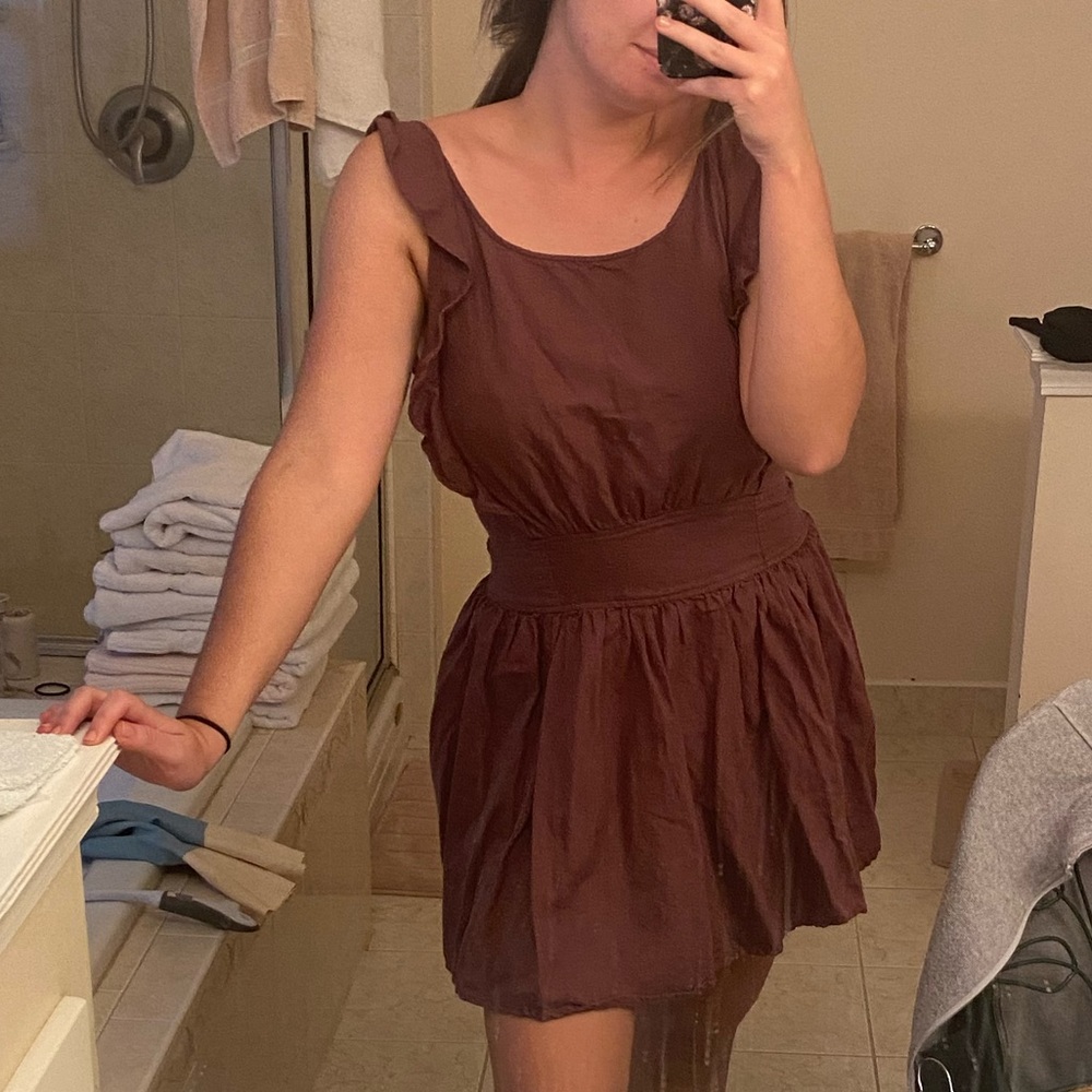 Free people brown tie in back mini dress
